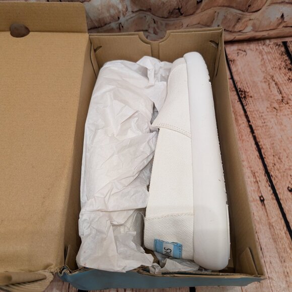 Tom's Alpargata Mallow Casual White Canvas Slip-On Shoes with Leopard Insole 6 - Picture 5 of 12